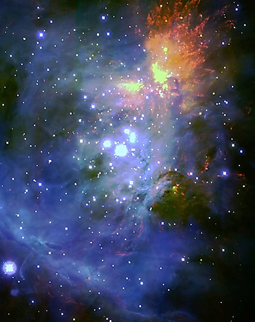 「すばる望遠鏡」が初撮影でとらえたオリオン大星雲の中心部＝国立天文台提供