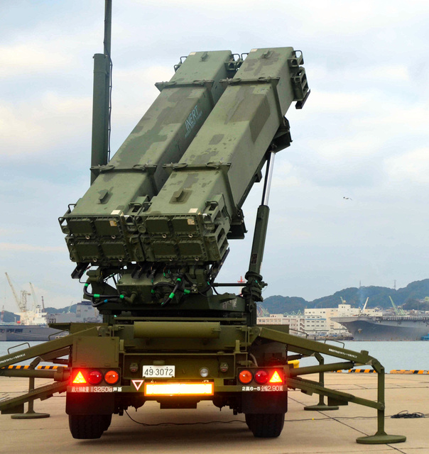 地対空ミサイル「パトリオット」の対米輸出が決まった。写真は自衛隊のパトリオット発射装置=2017年12月22日、長崎県佐世保市