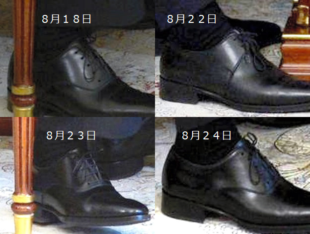 写真6　プーチン大統領の靴の拡大写真。22日だけ違う靴を履いているようだ