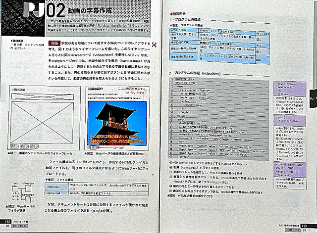 実教出版「情報２」の教科書には、動画の字幕作成の方法などが掲載されている