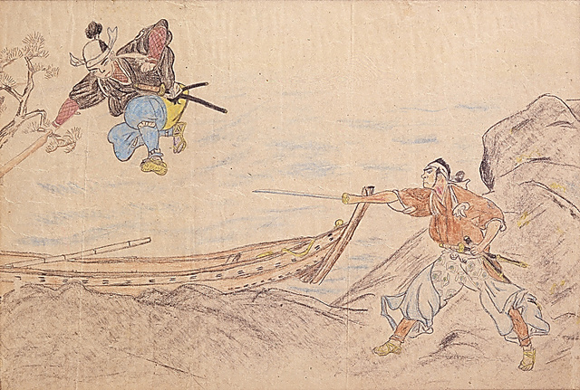 ５歳で描いた「武蔵と小次郎」（１９４１年）＝横尾さん提供